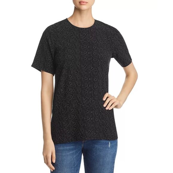 Eileen Fisher Tops - Eileen Fisher Morse Code Print Keyhole Top Black White Polka Dot Womens Size 14
